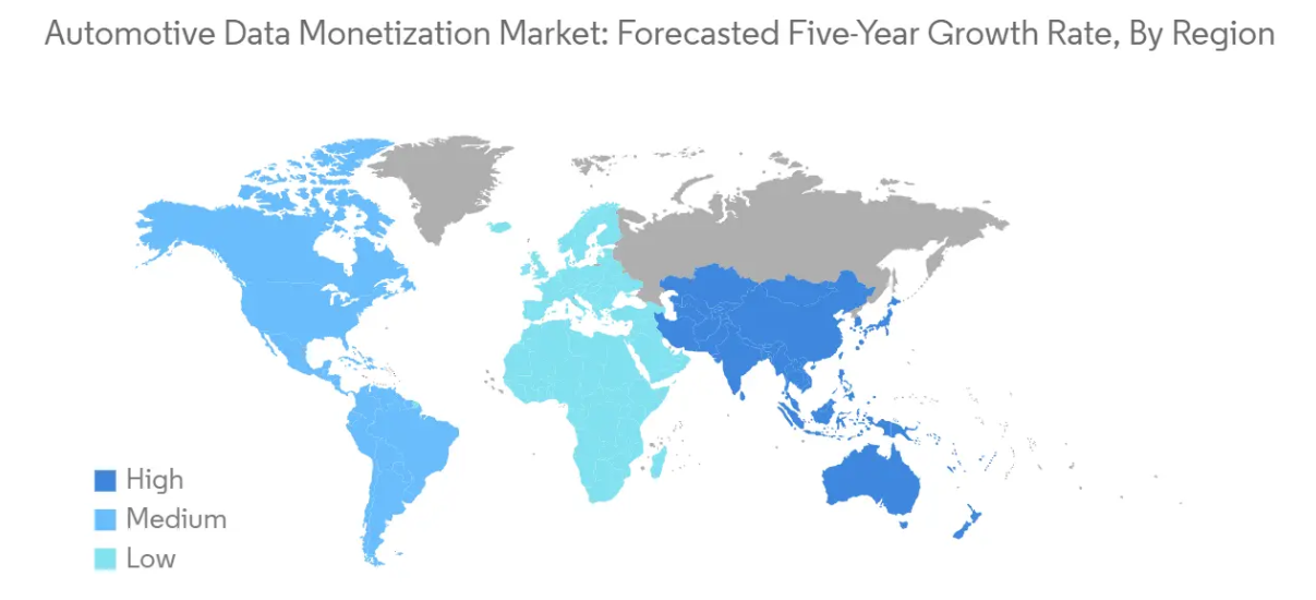 Market Analysis of Automotive Data Monetization Market: Forecasted Growth Rate by Region